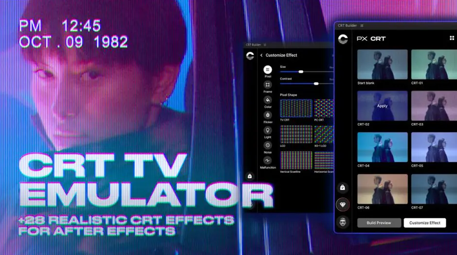 AE扩展-CRT TV Emulator 1.0.0 复古老电视机视觉特效