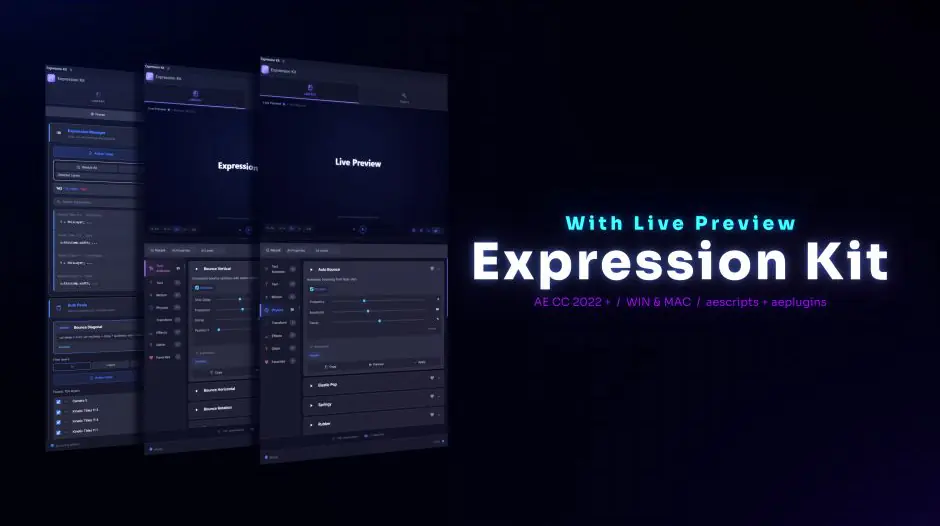 AE扩展-Expression Kit V1.0.0 专业表达式预设工具包