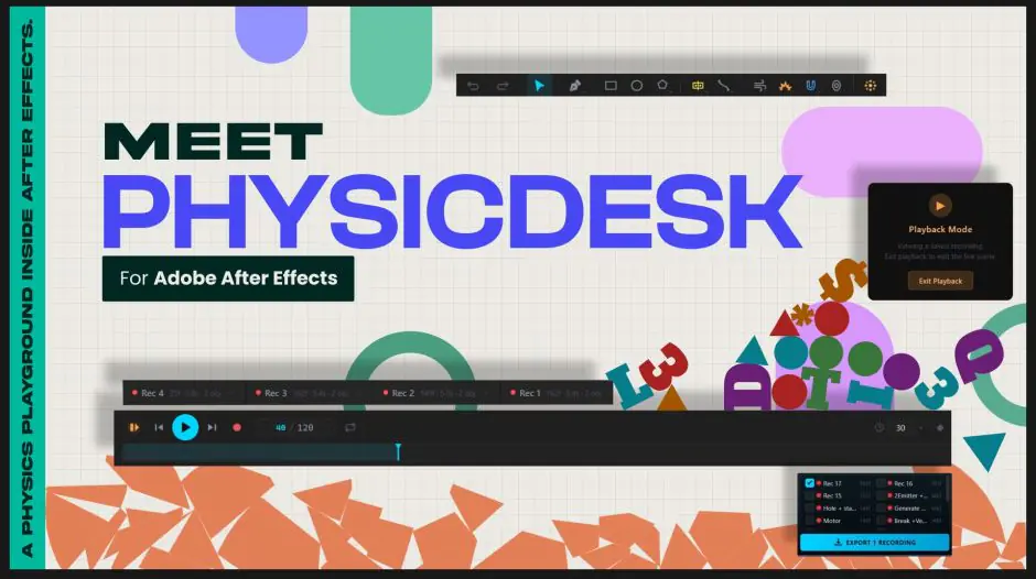 AE扩展-PhysicDesk v1.6.23 2D物理动力学模拟器