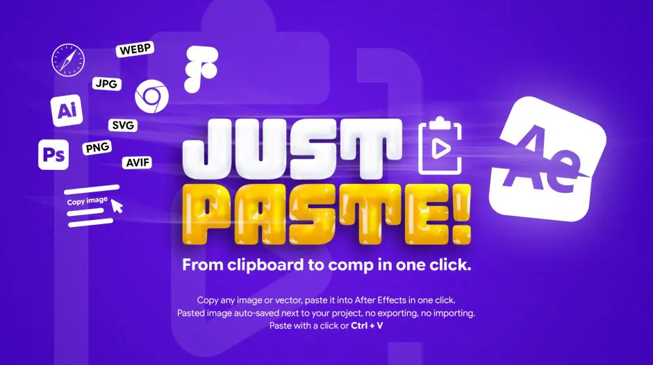 AE扩展-JustPaste v1.2 跨软件无缝复制粘贴工具