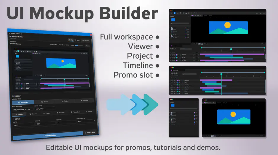 AE扩展-UI Mockup Builder v1.0.0 快速创建AE软件演示介绍界面MG动画脚本