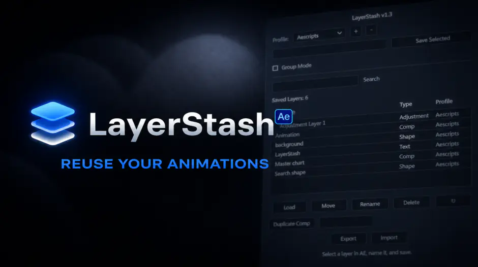 AE扩展-LayerStash v2.0.0 图层属性保存管理使用
