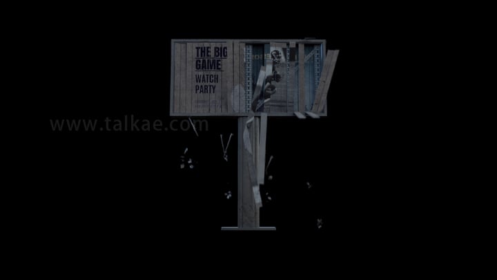 广告牌模板破碎掉落地面 02