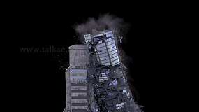 现代玻璃大楼倒塌塌陷地震建筑物爆破破碎03-俯视