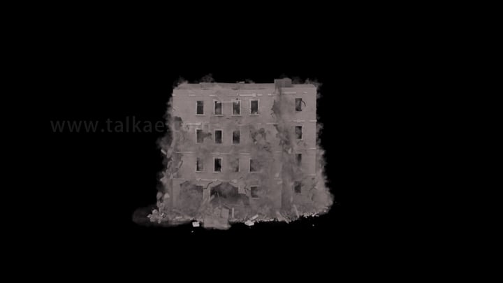 棕色泥土大楼倒塌塌陷地震建筑物爆破破碎04-俯视