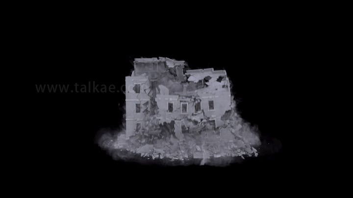 灰色大楼地震晃动塌陷破碎06