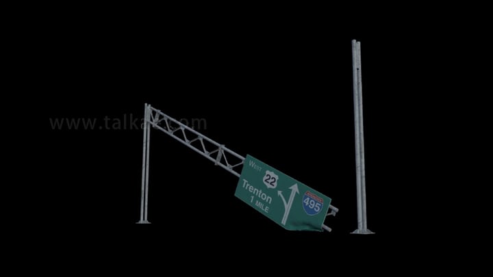 交通指示牌倒地破碎02