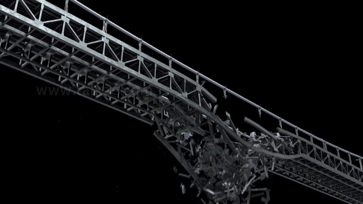 现代钢索大桥断裂塌陷石块掉落11