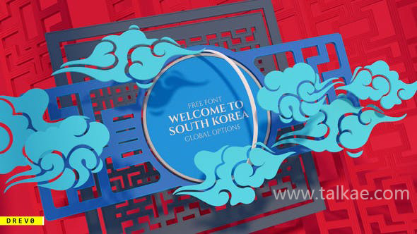 AE模板-中国风祥云窗花落版logo文字展示