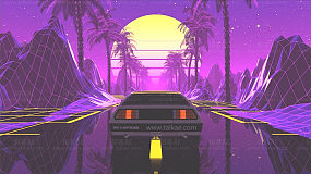 AE+C4D制作循环行驶夕阳梦幻场景VJ循环背景视频教程 Create A Retro Delorean Loop in Cinema 4D