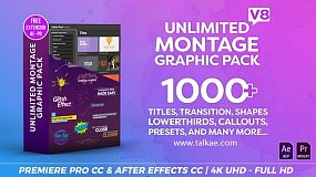 AE\PR模板-Montage Graphic Pack 960多种图形动画元素包字幕条转场调色预设