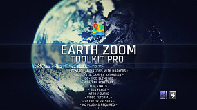 AE模板-Earth Zoom Toolkit Pro 科技感地球俯冲定位HUD工具包