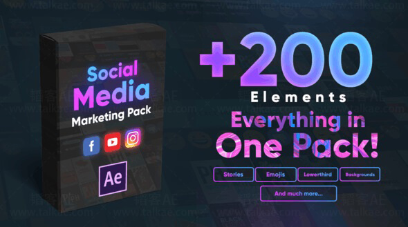 AE模板-Social Media Lower Thirds 200+字幕条文字标题动画