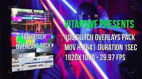 100个信号故障干扰超级素材包 Glitch Overlay Pack 已完成