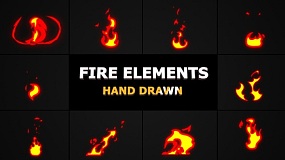 AT023-50个二维卡通火焰燃烧4K视频素材 Cartoon Fire Elements Pack