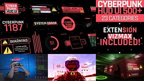 AT026-500个Cyberpunk HUD UI 科技感赛博朋克UI界面元素