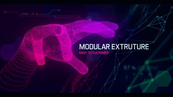 AE模板-Plexus点线连接文字标题几何图形科技感片头