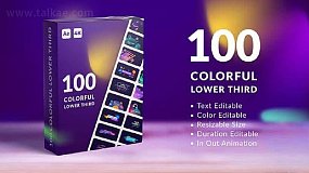 AE模板-100 Colorful lower thirds 多彩的下三分之一标题排版字幕