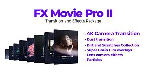 FX Movie Pro 2 音效转场老电影噪点划痕炫光转场特效视频素材包 