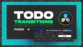 达芬奇插件-ToDo Transitions旋转运动弹性故障扭曲分割转场