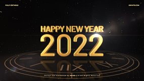 AE模板-New Year Countdown 2022 3D新年三维倒计时片头