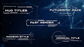 AE模板-HUD Titles 5个文本标题超现代科技感字幕动画元素