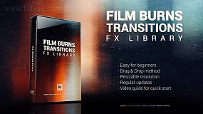 PR模板-Film Burns Transitions 胶片光效漏光叠加特效转场和FX包