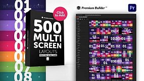PR扩展-Multi Screen Layouts Pack 500个动态视频多屏布局展示