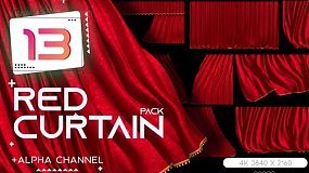 4K舞台幕布拉帘谢幕闭幕拉开带通道视频素材 Red Stage Curtain Pack