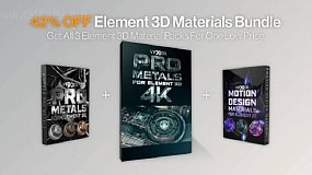 VFXER Element 3D-三套运动设计科幻金属超强材质纹理贴图预设包