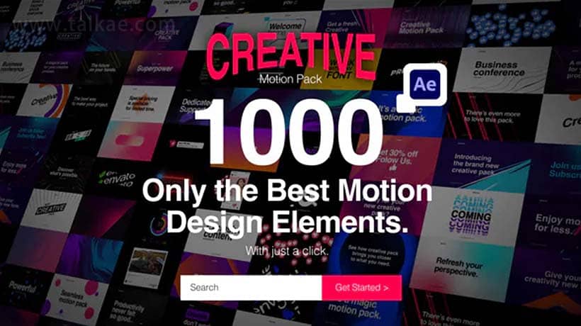 AE模板/预设-1000个创意文字标题排版设计彩色渐变图形背景动画包