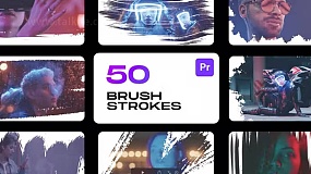 AT013-50种精美笔刷涂抹遮罩边框动画 Brushstrokes for Premiere Pro