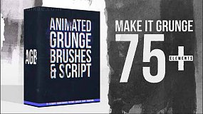 AE模板-Grunge Brush Collection 75+摇滚风格画笔涂鸦笔刷元素动画+脚本