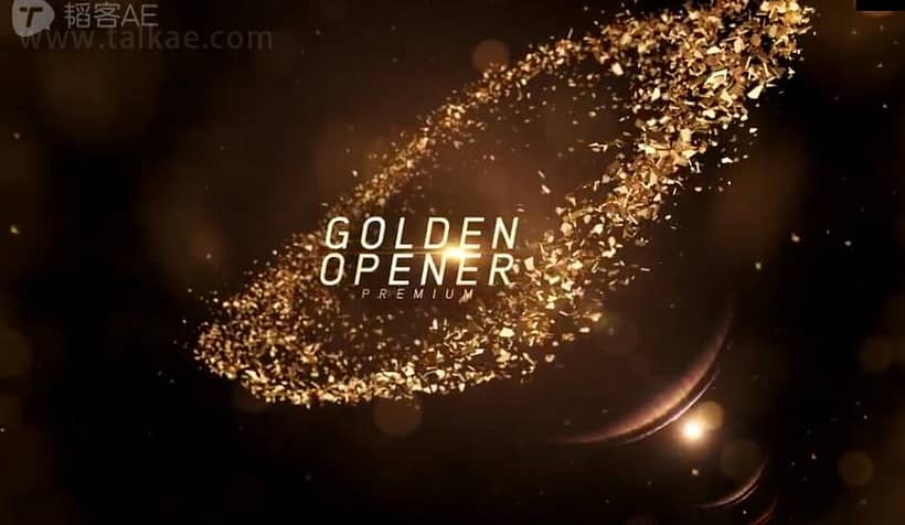 AE模板-golden flower 金色粒子光效破碎图文介绍活动颁奖开场片头