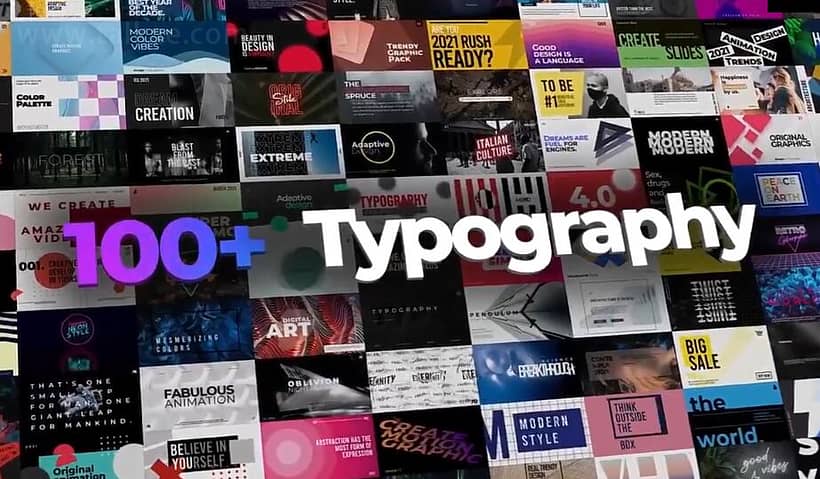 AE模板-Typography 100种彩色图形海报排版文字标题动画