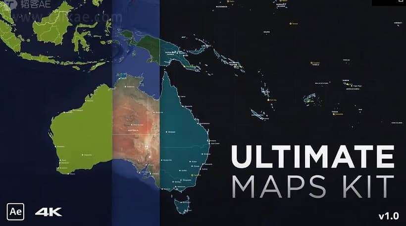 AE模板-Ultimate Maps Kit 世界地图坐标定点连线路径工具终极包