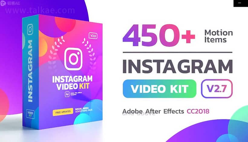 AE模板-instagram stories 250个抖音微信小程序竖版图文排版包装动画