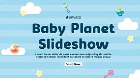 AE模板-Baby Planet Slideshow 教育机构儿童生日照片视频包装片头