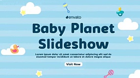 AE模板-Baby Planet Slideshow 教育机构儿童生日照片视频包装片头