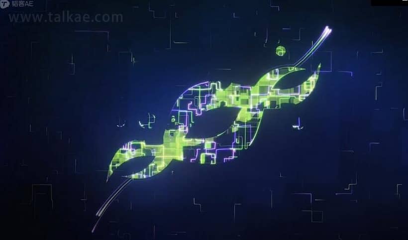 AE模板-High Tech Grow Line Logo Reveal 高科技线条生长发光Logo演绎