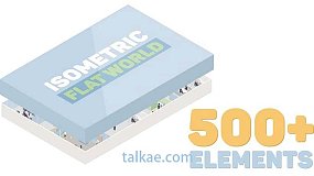 AE模板-Isometric Flat World 500种三维扁平化等距人卡通人物场景动画元素