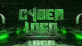 AE模板-Cyber Logo 赛博朋克金属快速发光科技数码网络游戏LOGO片头