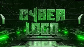 AE模板-Cyber Logo 赛博朋克金属快速发光科技数码网络游戏LOGO片头