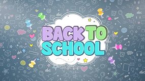 AE模板-Back to school 4k 可爱卡通涂鸦元素儿童主题图文展示