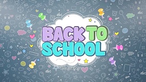 AE模板-Back to school 4k 可爱卡通涂鸦元素儿童主题图文展示