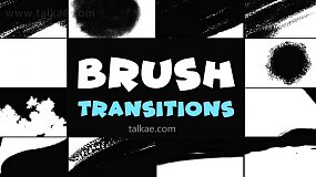AE模板-Hand Drawn Brush Transitions 12个手绘笔刷过渡涂抹转场动画