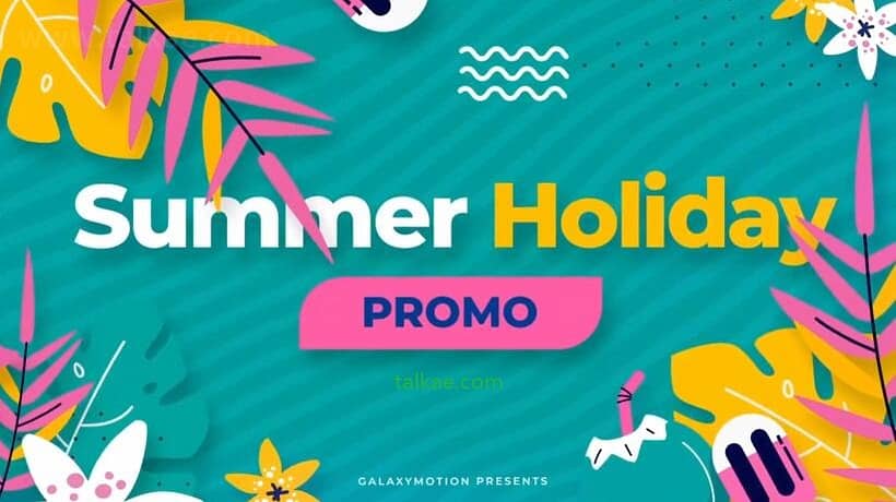 AE模板-Summer holiday 清爽夏日风格假期冒险乡村旅行航程幻灯片