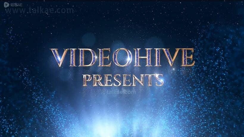 AE模板-Awards Titles 高贵奢华蓝色粒子颁奖典礼文字标题片头