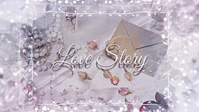 AE模板-Love Story 粉色水墨晕染浪漫故事婚礼片头电子相册