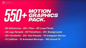 AE扩展预设-Motion Graphics Pack V2.1 文字标题排版图文宣传LOGO转场背景